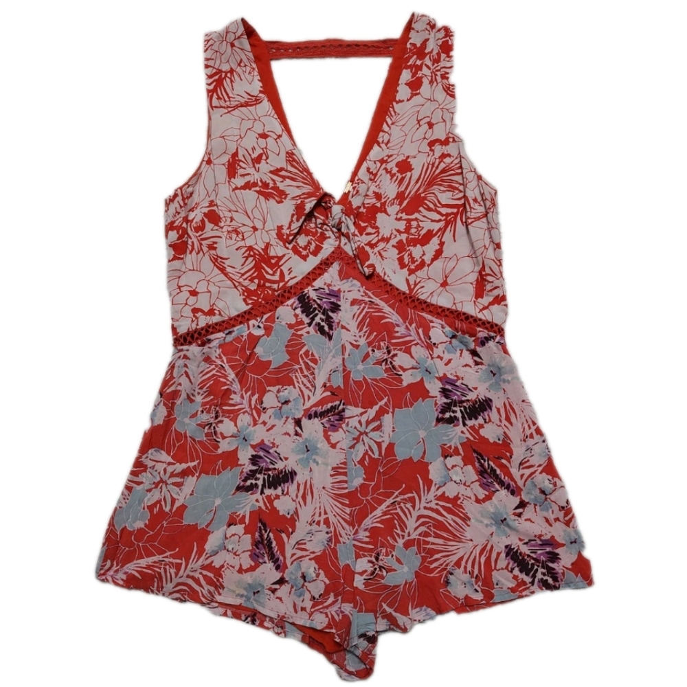 Free People Voile Santiago Floral Romper/Jumper Women's Small Bohochic Deep V - Picture 3 of 8